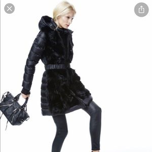 Dawn Levy Black Taryn Fox Fur Puffer Down Coat